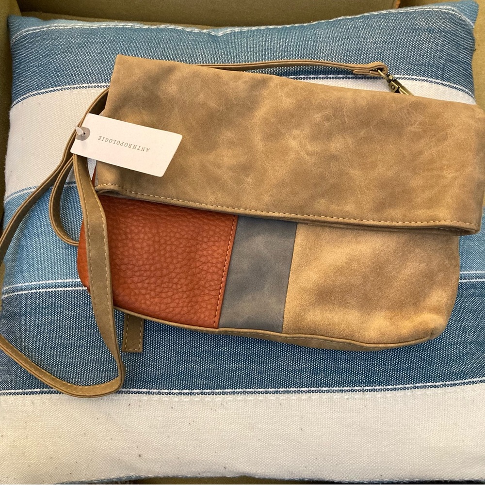 Anthropologie Janis Colorblock Suede Crossbody Bag NWT - Picture 7 of 11
